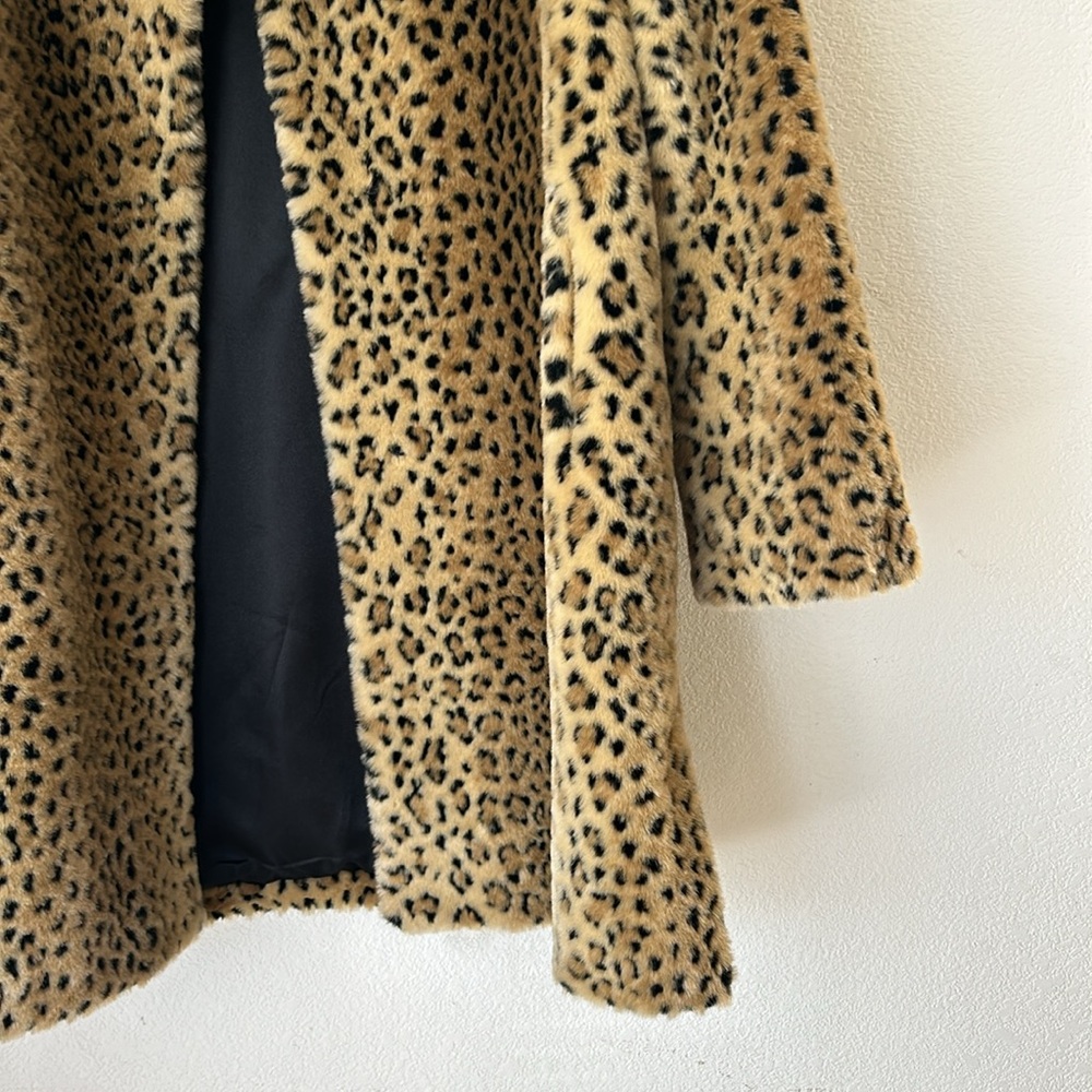 Worthington Faux Leopard Fur Coat Vegan Animal Friendly Lined Women's - Picture 5 of 11